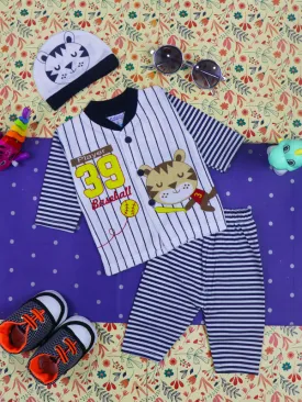 0Mth - 3Mth Baseball Navy Blue Baba Suit For Newborns HG NBS109