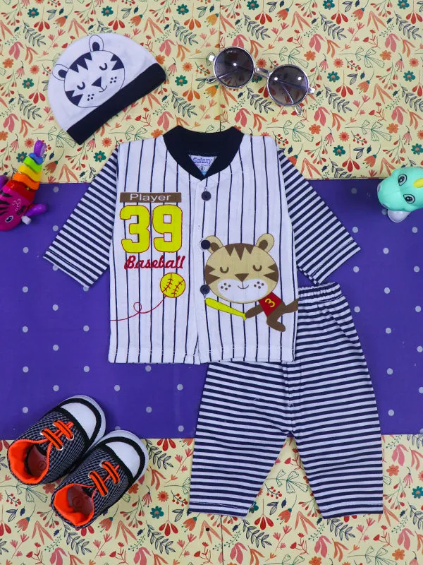 0Mth - 3Mth Baseball Navy Blue Baba Suit For Newborns HG NBS109