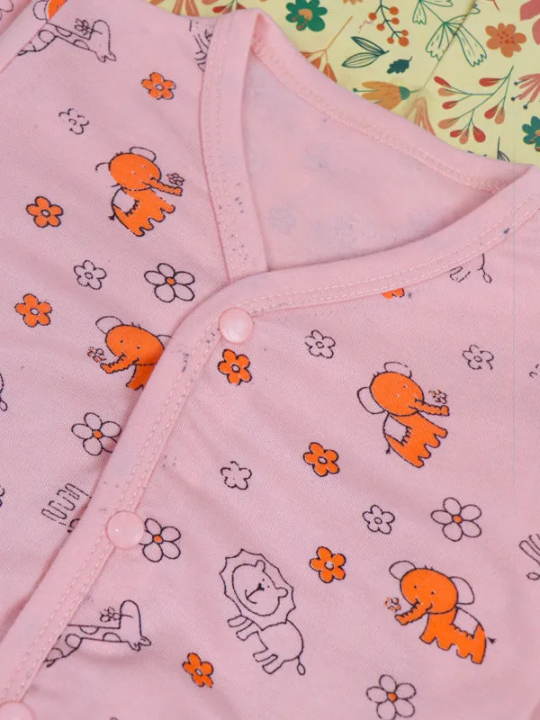 0Mth - 9Mth Animals Light Peach Baba Suit For Newborns BG NBS77