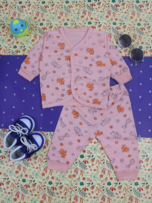 0Mth - 9Mth Animals Light Peach Baba Suit For Newborns BG NBS77