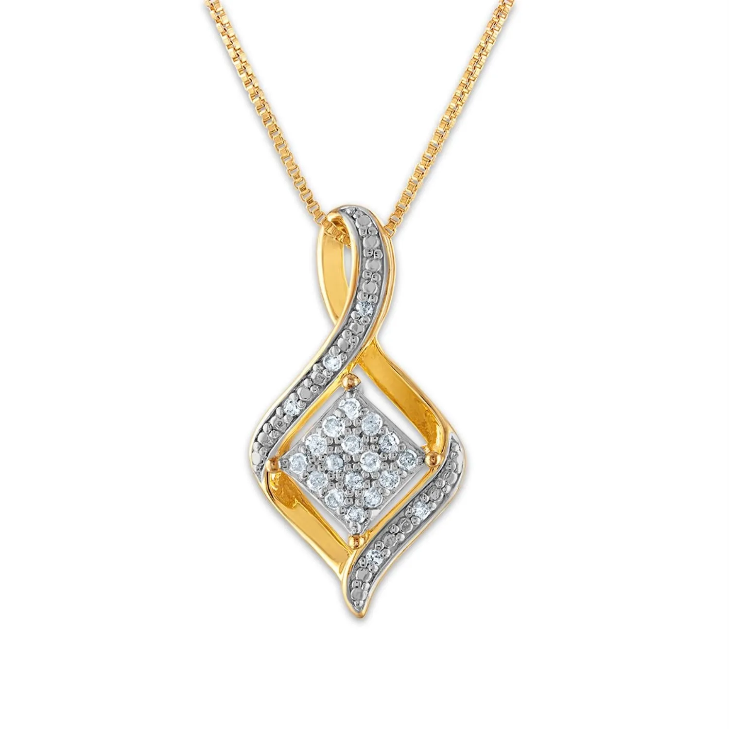 1/2 CTW Diamond Fashion Ring Earring Pendant Set 18-inch Pendant in Yellow Gold Plated Sterling Silver; Size 7