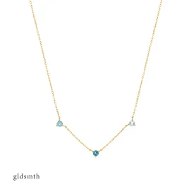 14k Gold Florence Blue Topaz Necklace