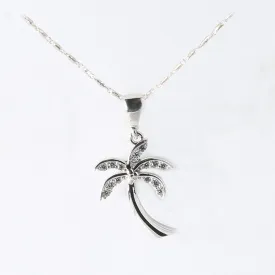 14K White Gold Palm Tree with CZ Pendant (Chain Sold Separately)