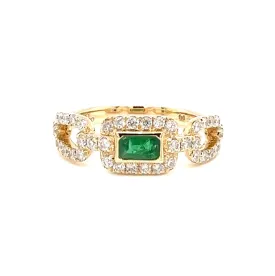 14KY Custom Emerald & Diamond Fashion Ring