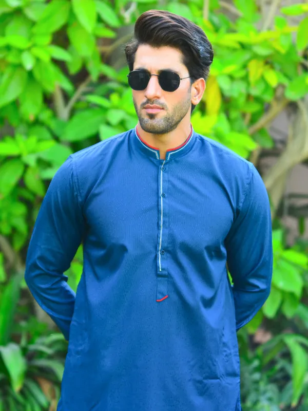 161E Men's Fall Kameez Shalwar Stitched Suit Prussian Blue