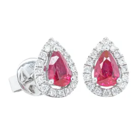 18ct White Gold .92ct Ruby & Diamond Earrings