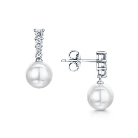 18ct White Gold Diamond & Akoya Pearl Morning Dew Drop Earrings