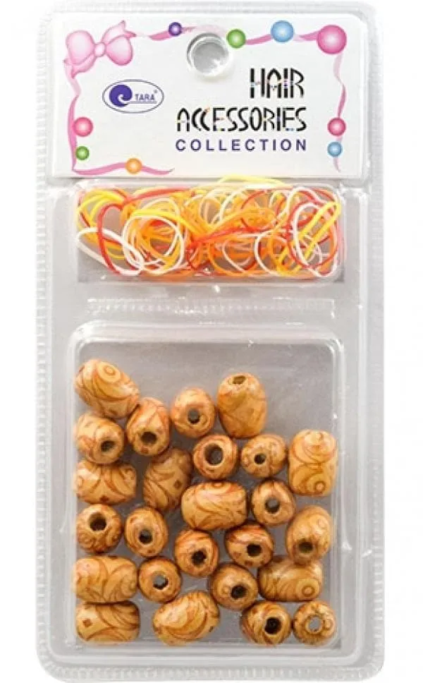 26 Wood Beads w/ Elastics #75615