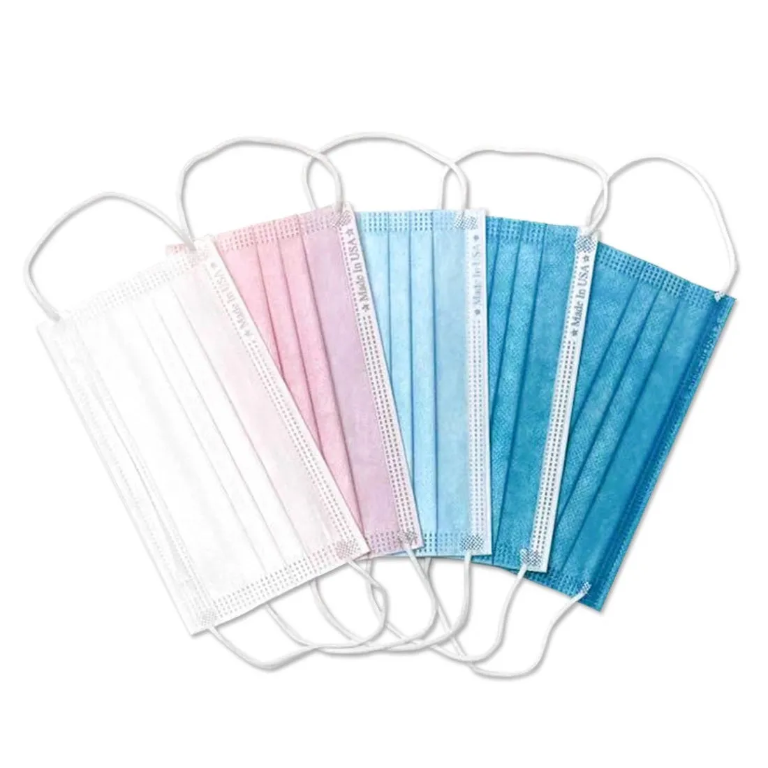 3-LAYER DISPOSABLE 5 MIXED COLOR FACE MASK MADE IN USA (50 PCS)