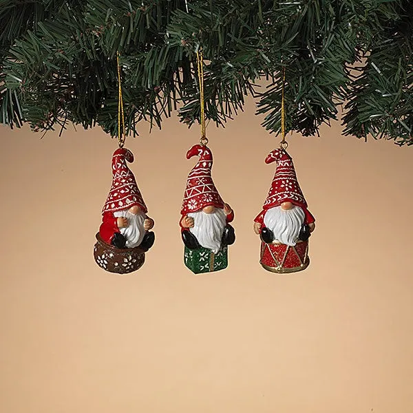 3.1" Resin Sitting Gnome Ornament