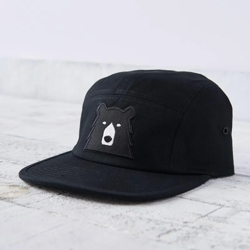 5 Panel Hat (Black with Black Bear)