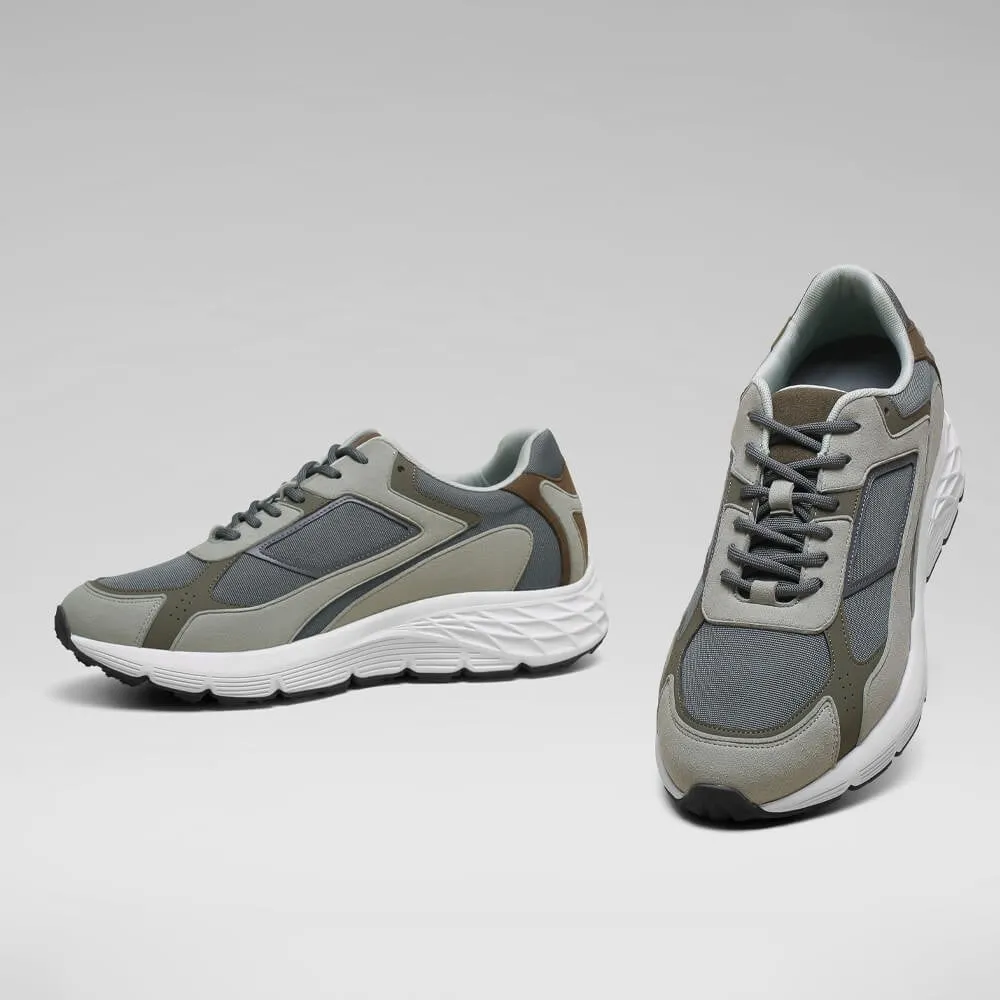 7 CM/2.76 Inches CMR CHAMARIPA Height Increasing Sneakers - Breathable Grey Cloth Elevator Shoes For Men