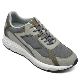 7 CM/2.76 Inches CMR CHAMARIPA Height Increasing Sneakers - Breathable Grey Cloth Elevator Shoes For Men