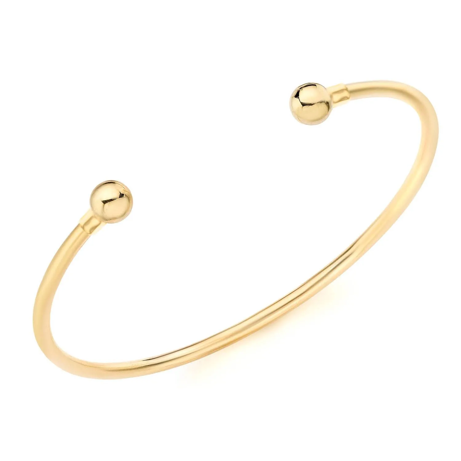 9K Yellow Gold Hollow Torque Bangle 62cm