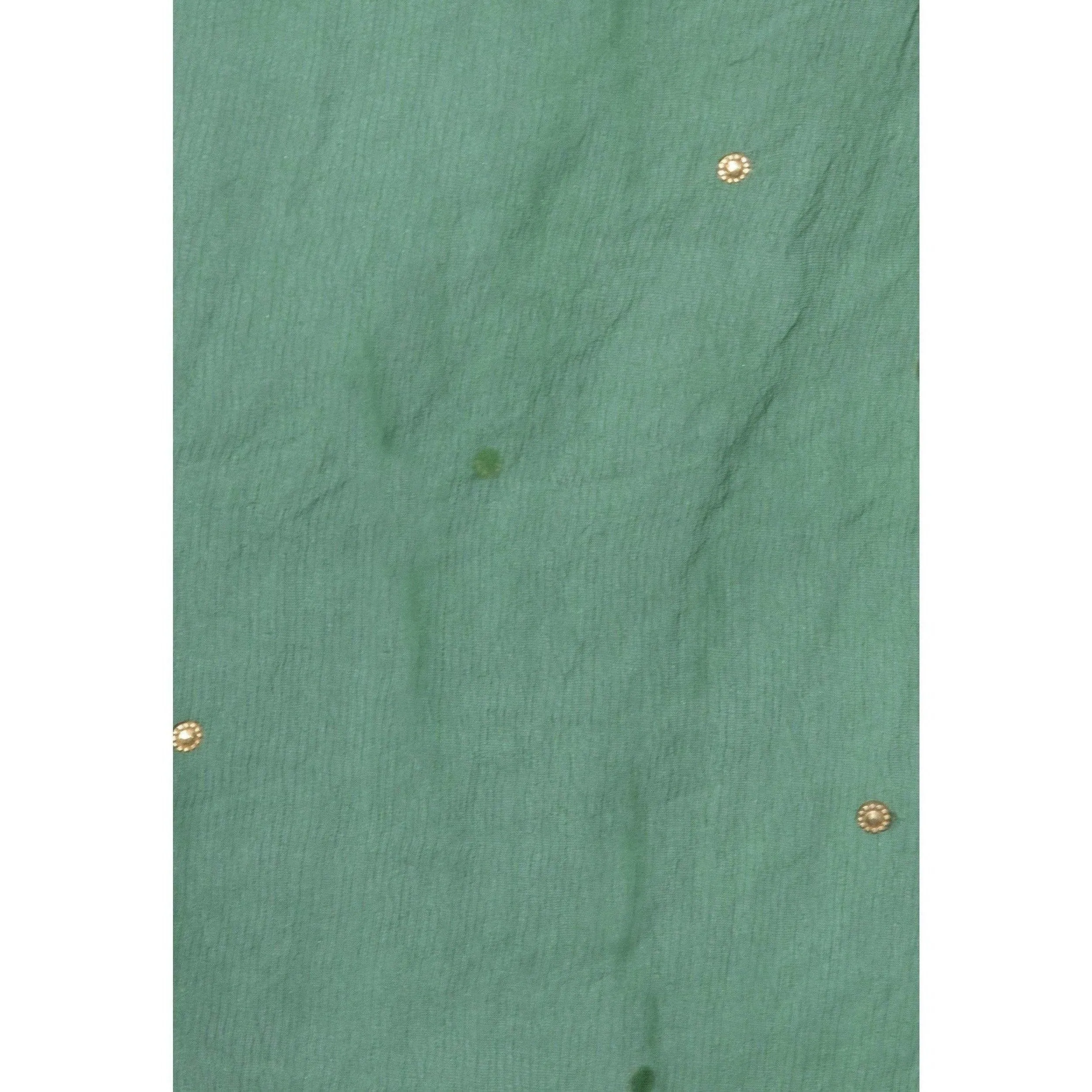 A R Silk Rama green Color Chandna Orgenza cotton Dupattas & Chunnis