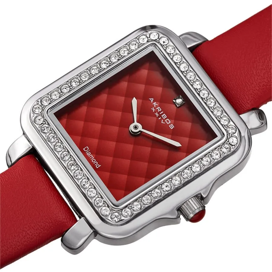 Akribos Xxiv Quartz Diamond Red Dial Ladies Watch AK1106RD