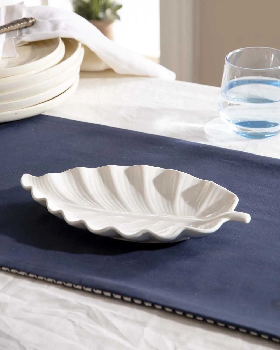 All White Leaf Platter