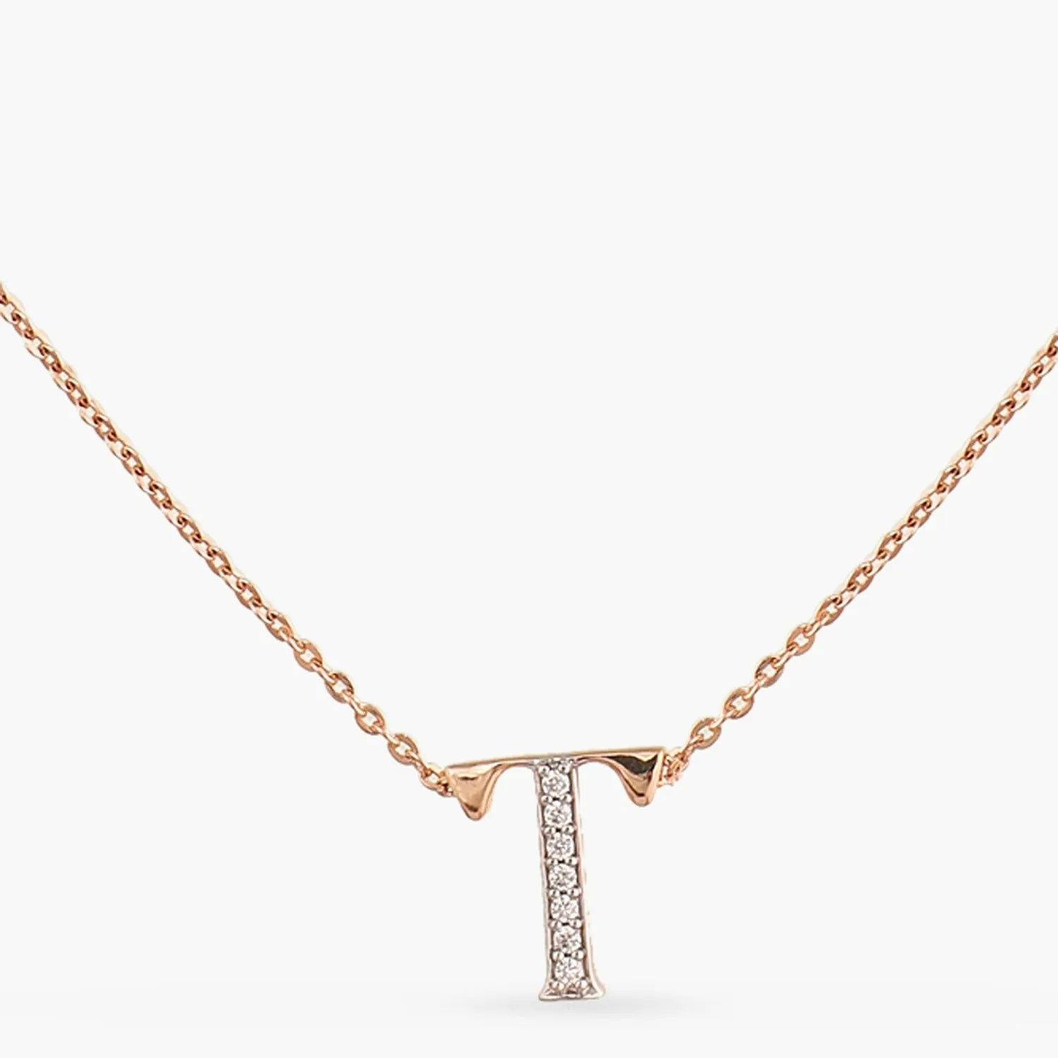 Alphabet Charms CZ Rose-Gold Plated Silver Necklace