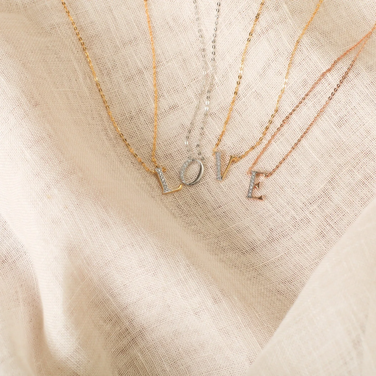 Alphabet Charms CZ Rose-Gold Plated Silver Necklace