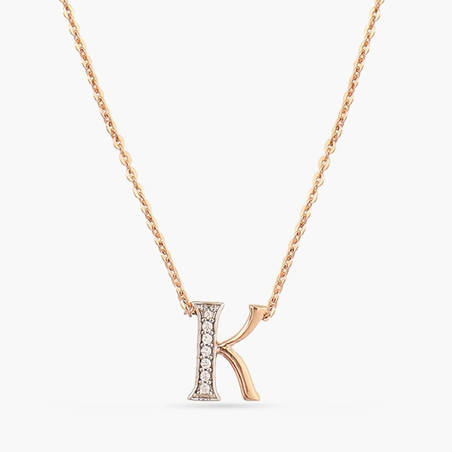 Alphabet Charms CZ Rose-Gold Plated Silver Necklace