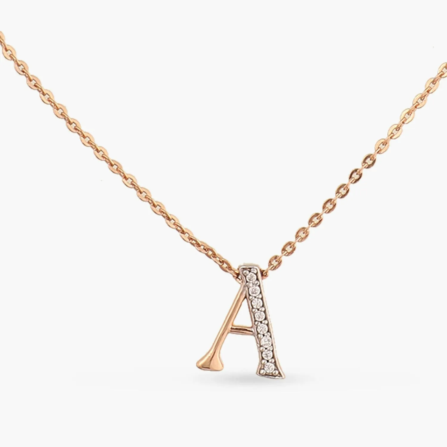 Alphabet Charms CZ Rose-Gold Plated Silver Necklace