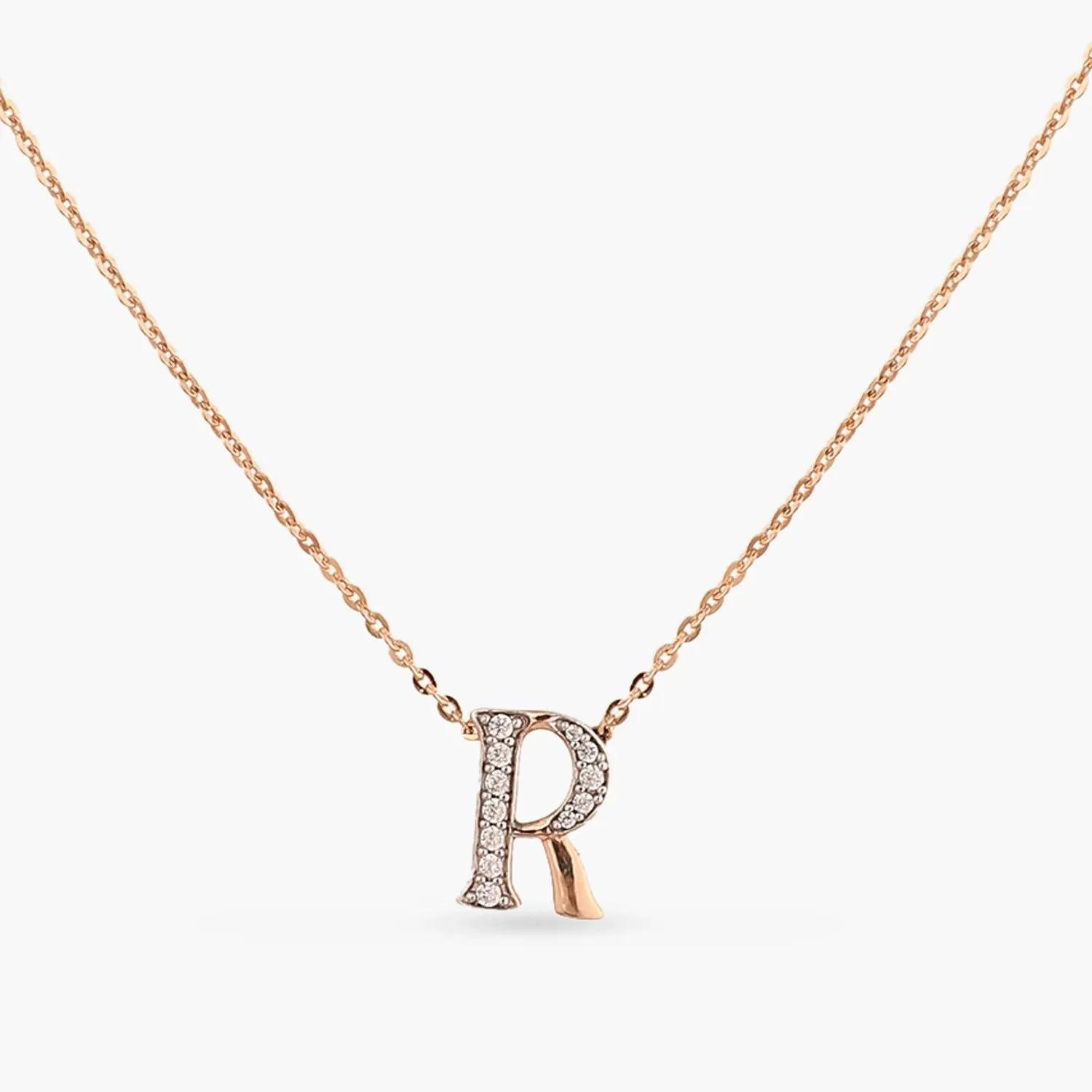 Alphabet Charms CZ Rose-Gold Plated Silver Necklace