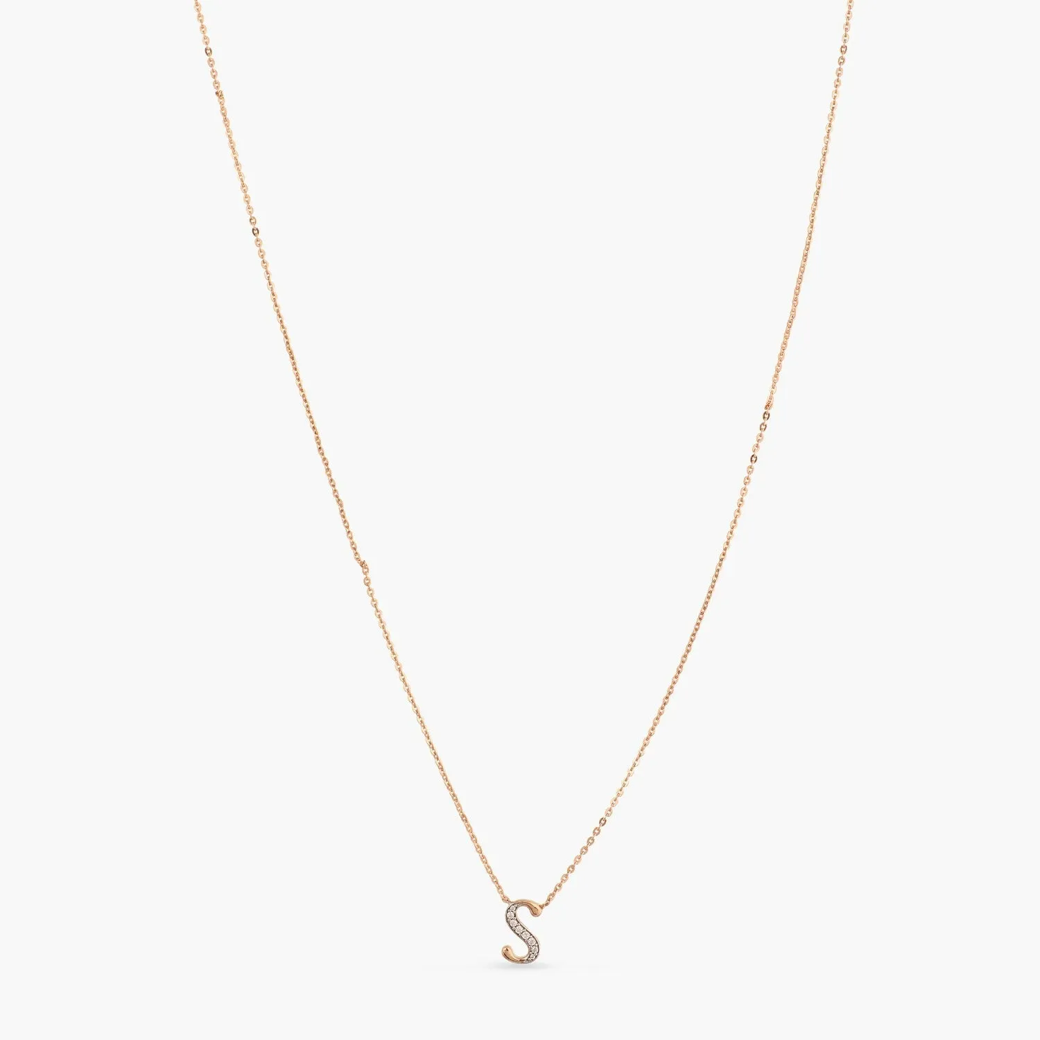 Alphabet Charms CZ Rose-Gold Plated Silver Necklace