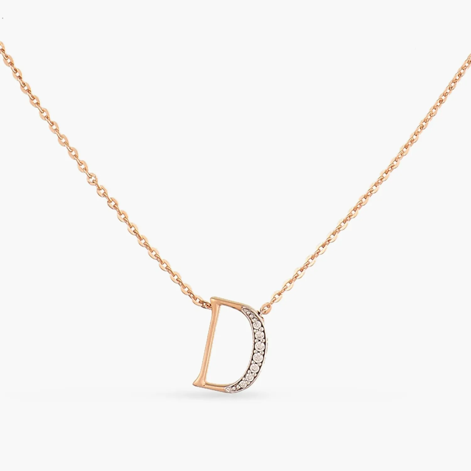 Alphabet Charms CZ Rose-Gold Plated Silver Necklace