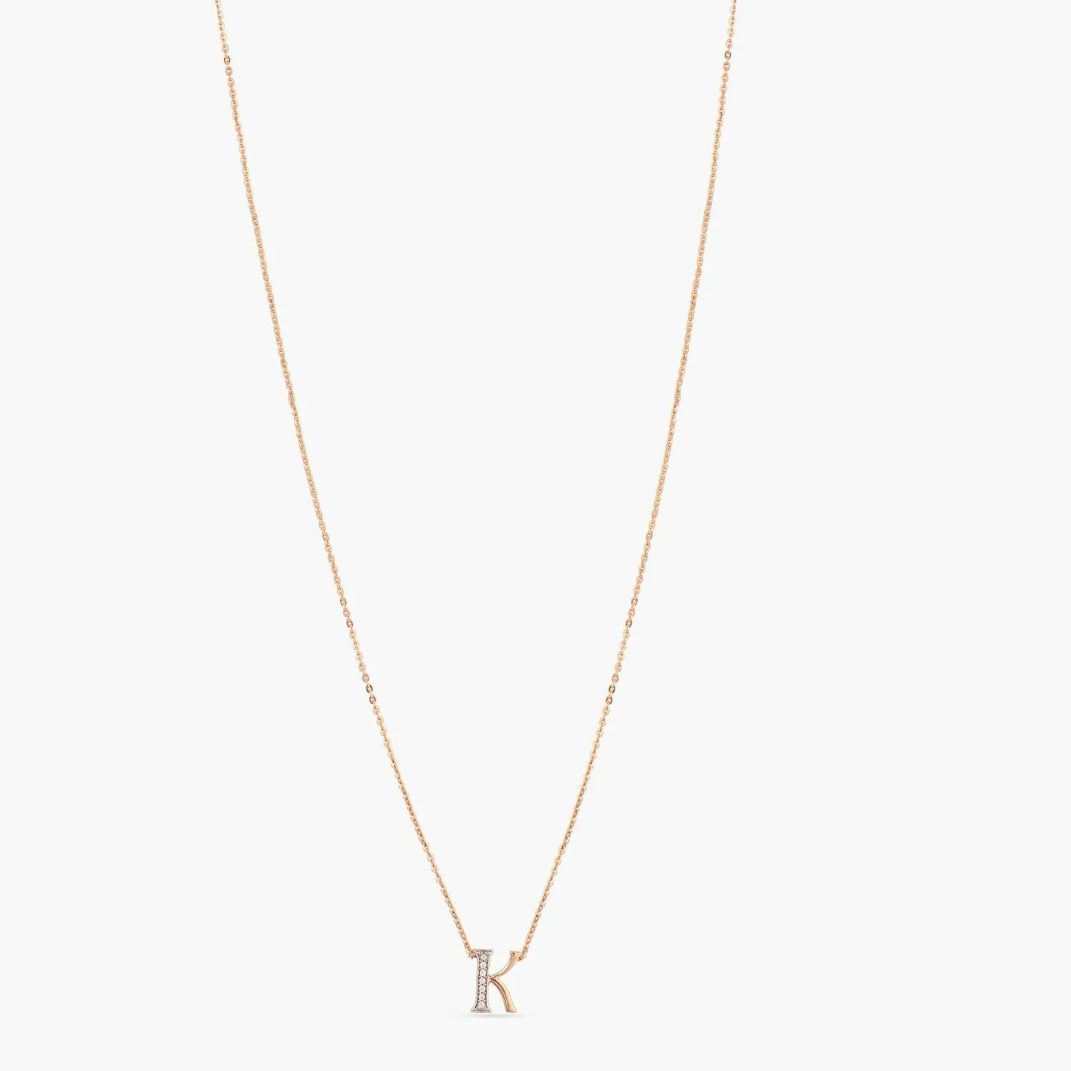 Alphabet Charms CZ Rose-Gold Plated Silver Necklace