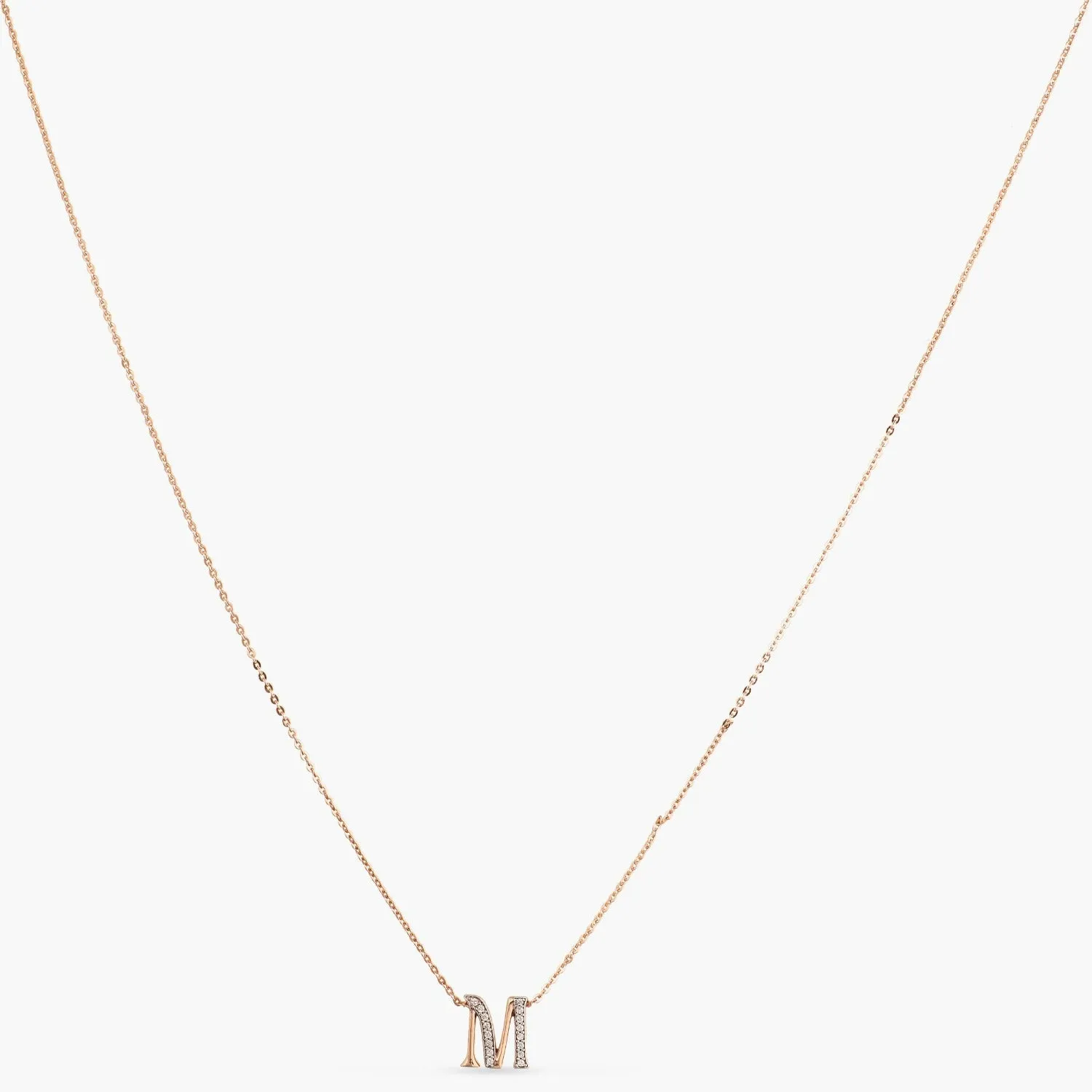 Alphabet Charms CZ Rose-Gold Plated Silver Necklace