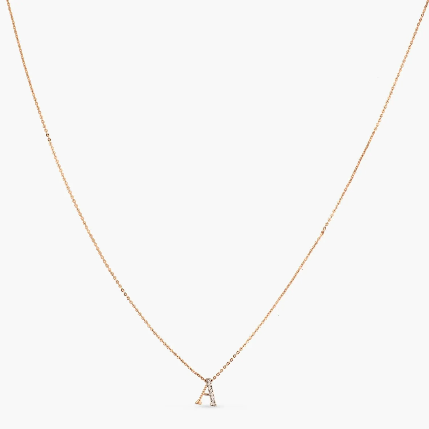 Alphabet Charms CZ Rose-Gold Plated Silver Necklace