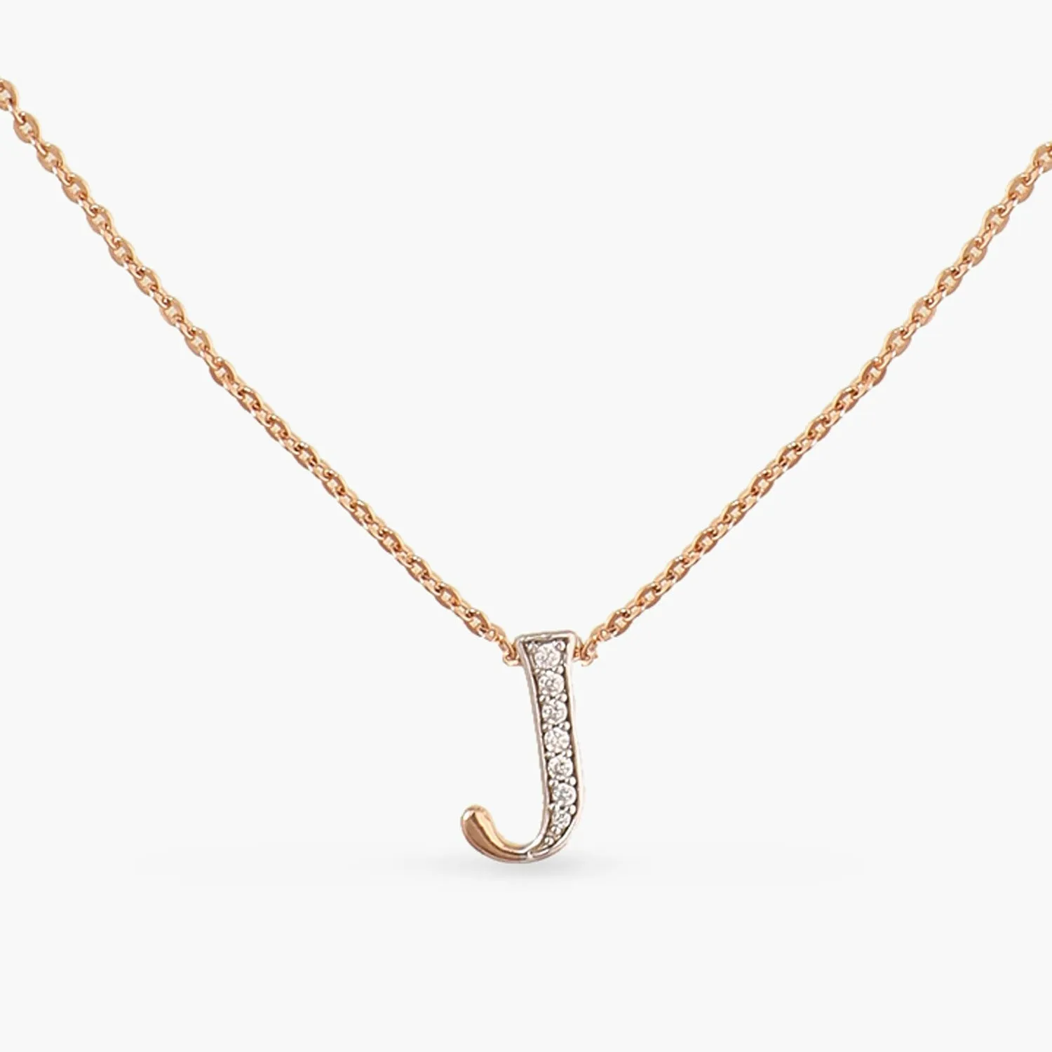 Alphabet Charms CZ Rose-Gold Plated Silver Necklace