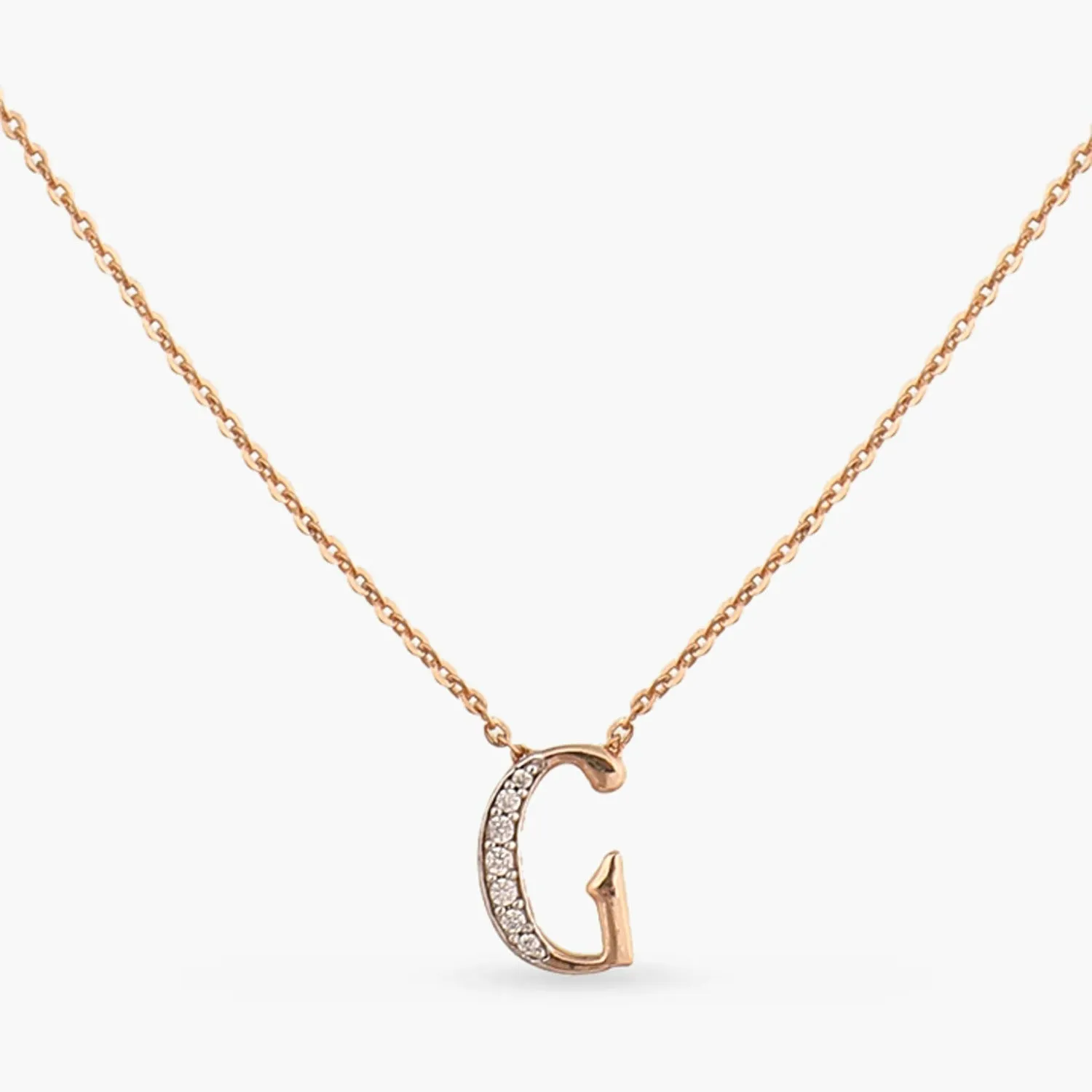 Alphabet Charms CZ Rose-Gold Plated Silver Necklace