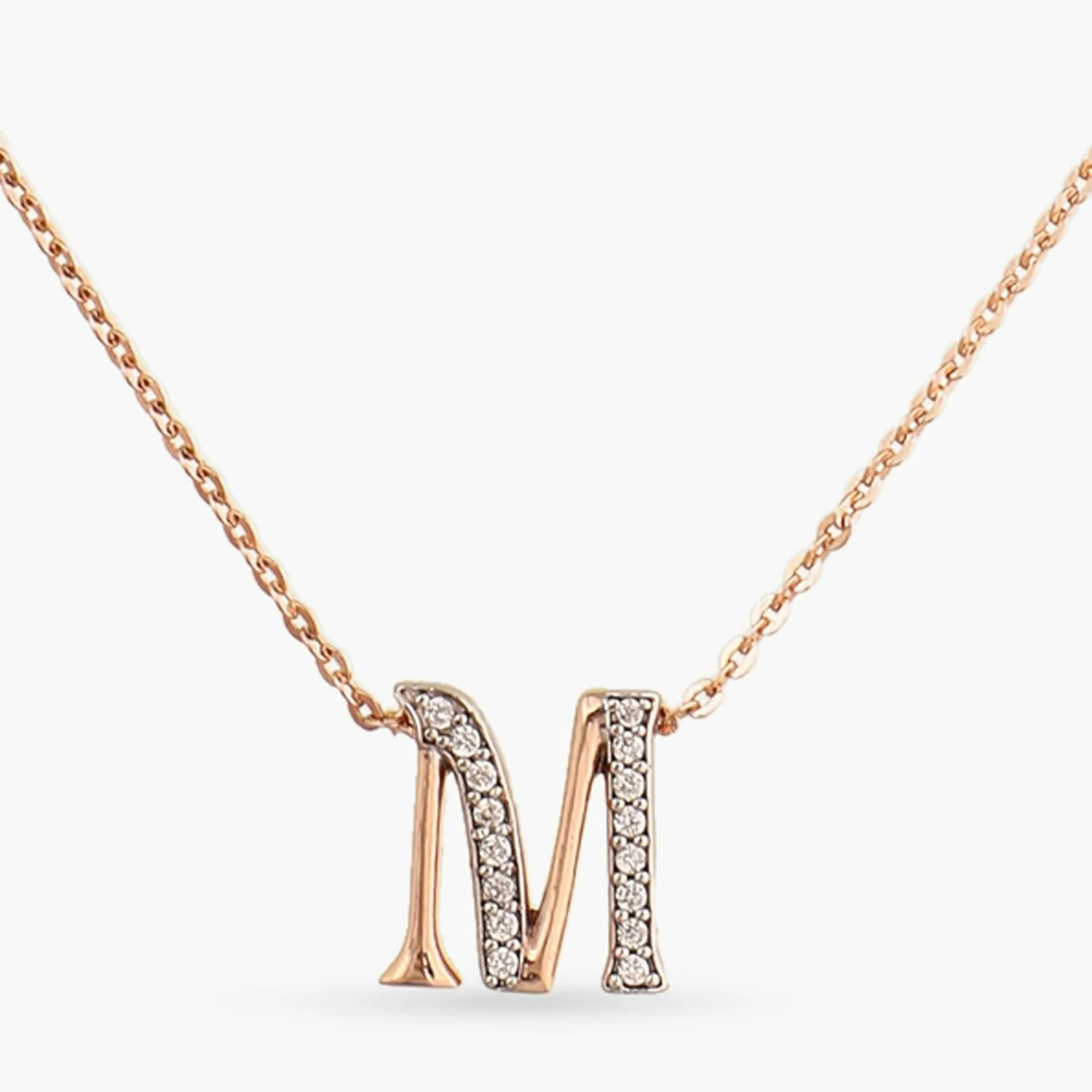 Alphabet Charms CZ Rose-Gold Plated Silver Necklace