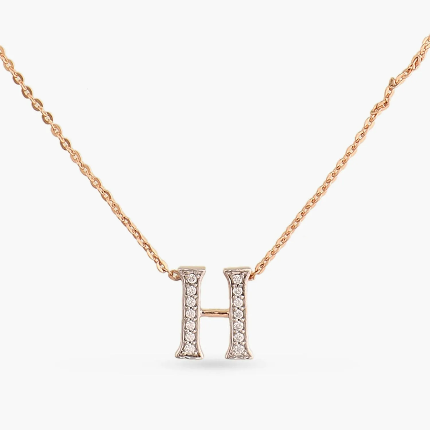 Alphabet Charms CZ Rose-Gold Plated Silver Necklace