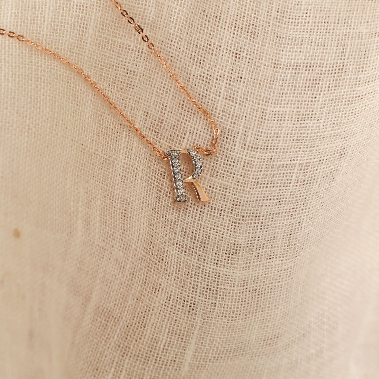 Alphabet Charms CZ Rose-Gold Plated Silver Necklace