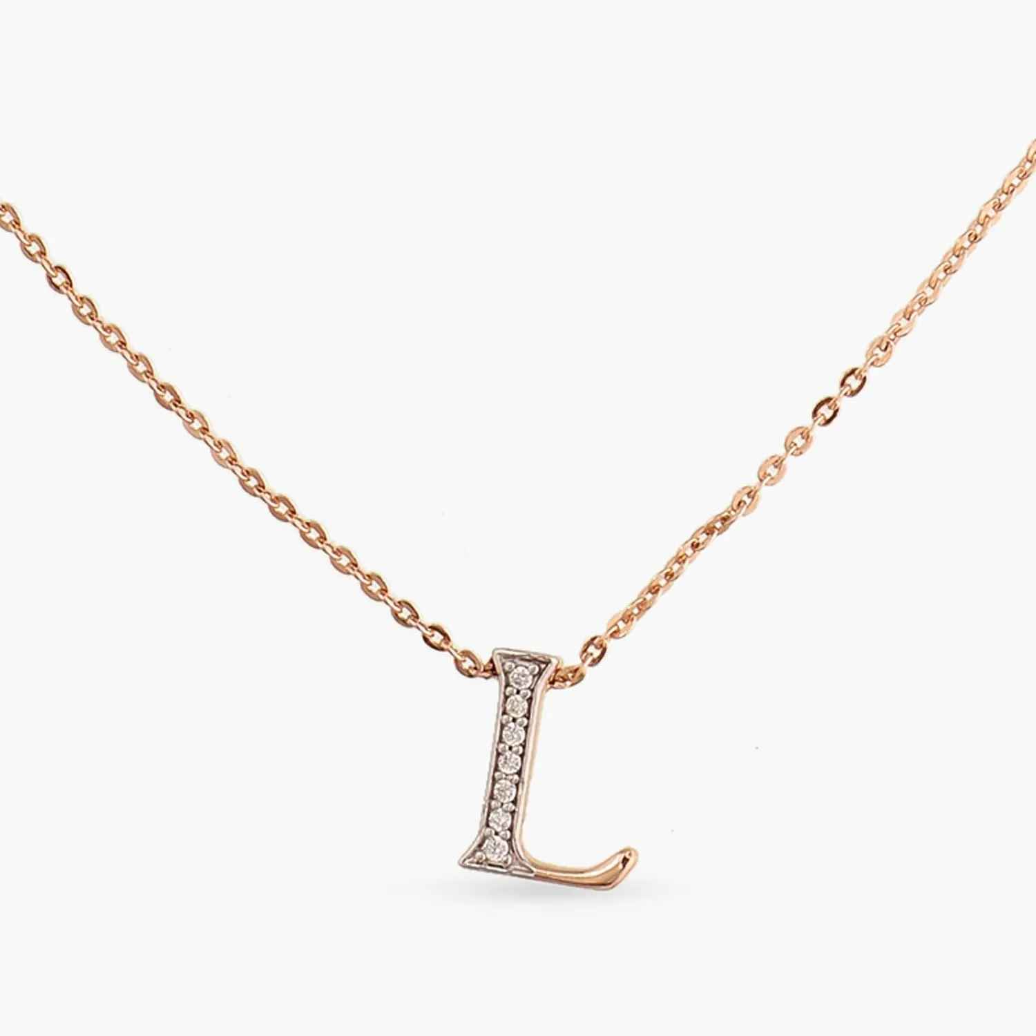 Alphabet Charms CZ Rose-Gold Plated Silver Necklace