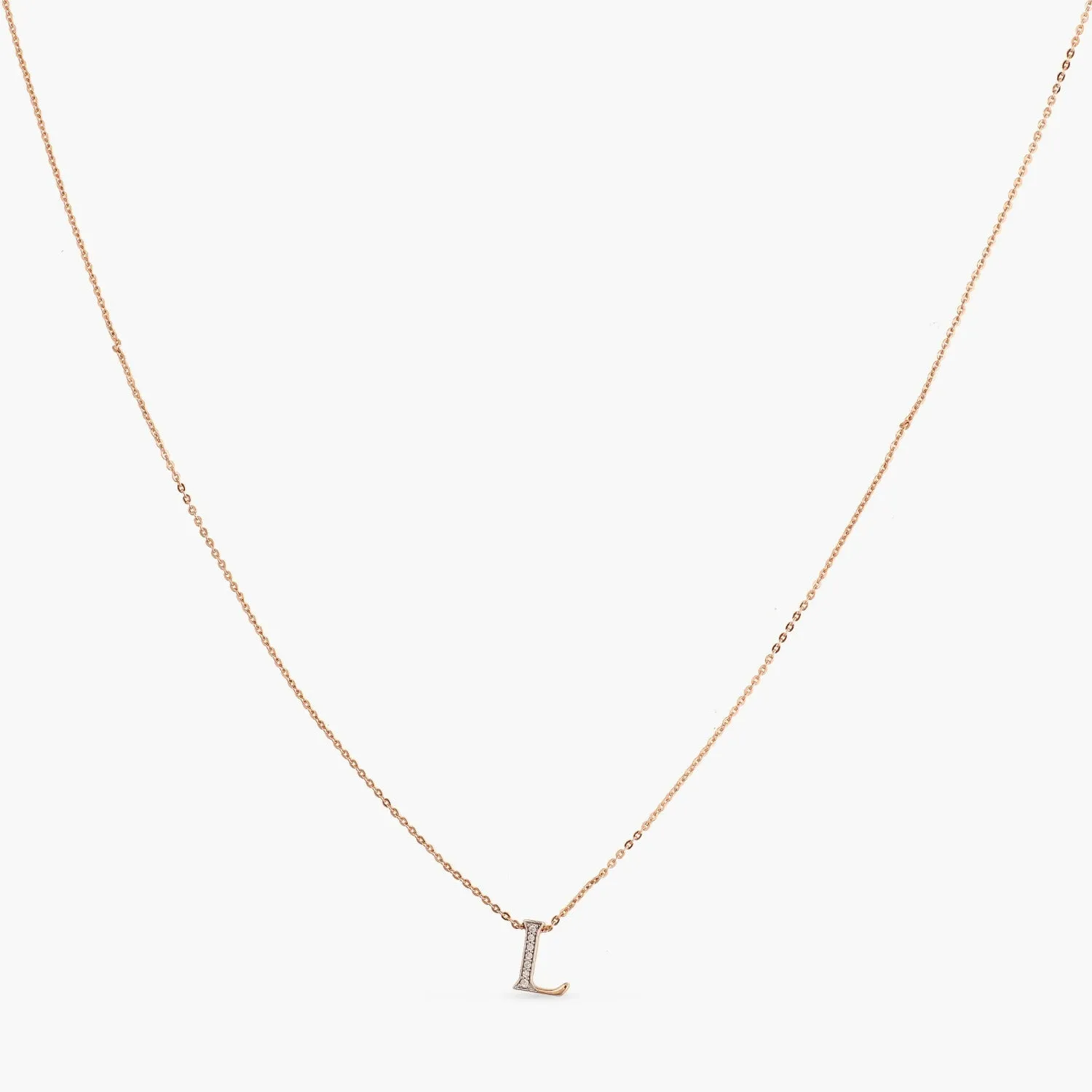 Alphabet Charms CZ Rose-Gold Plated Silver Necklace