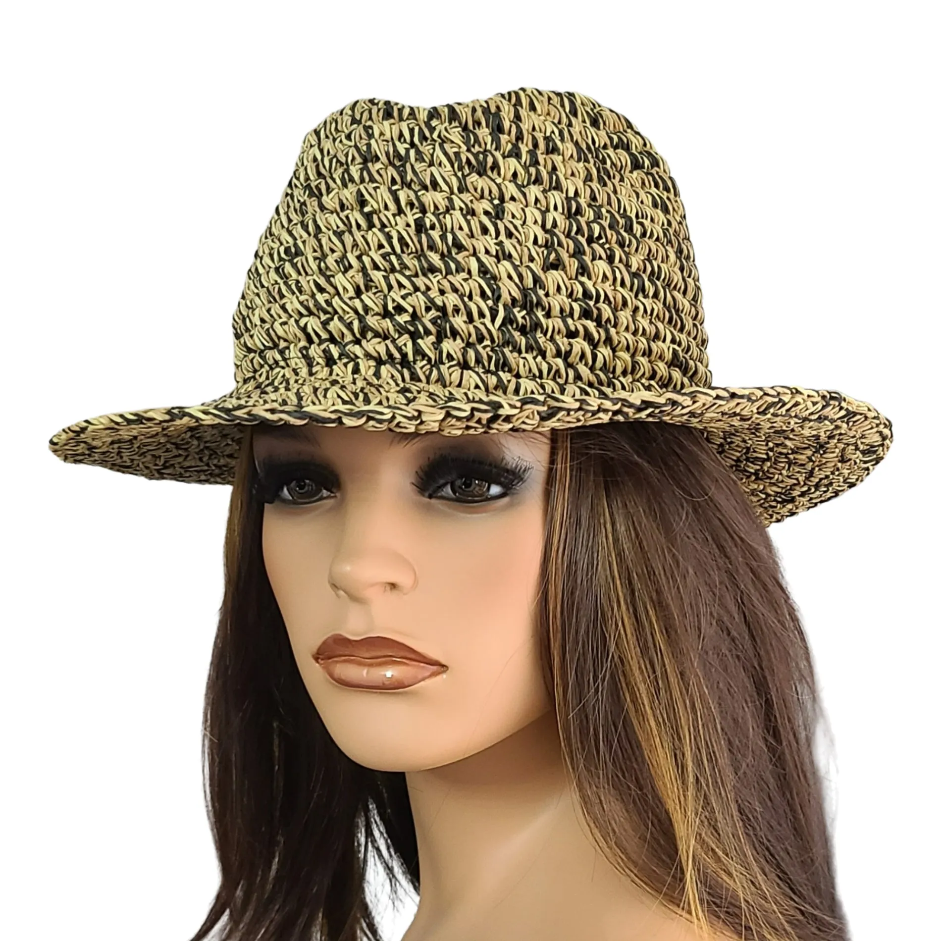 ASOS DESIGN Mixed Woven Straw Fedora Hat