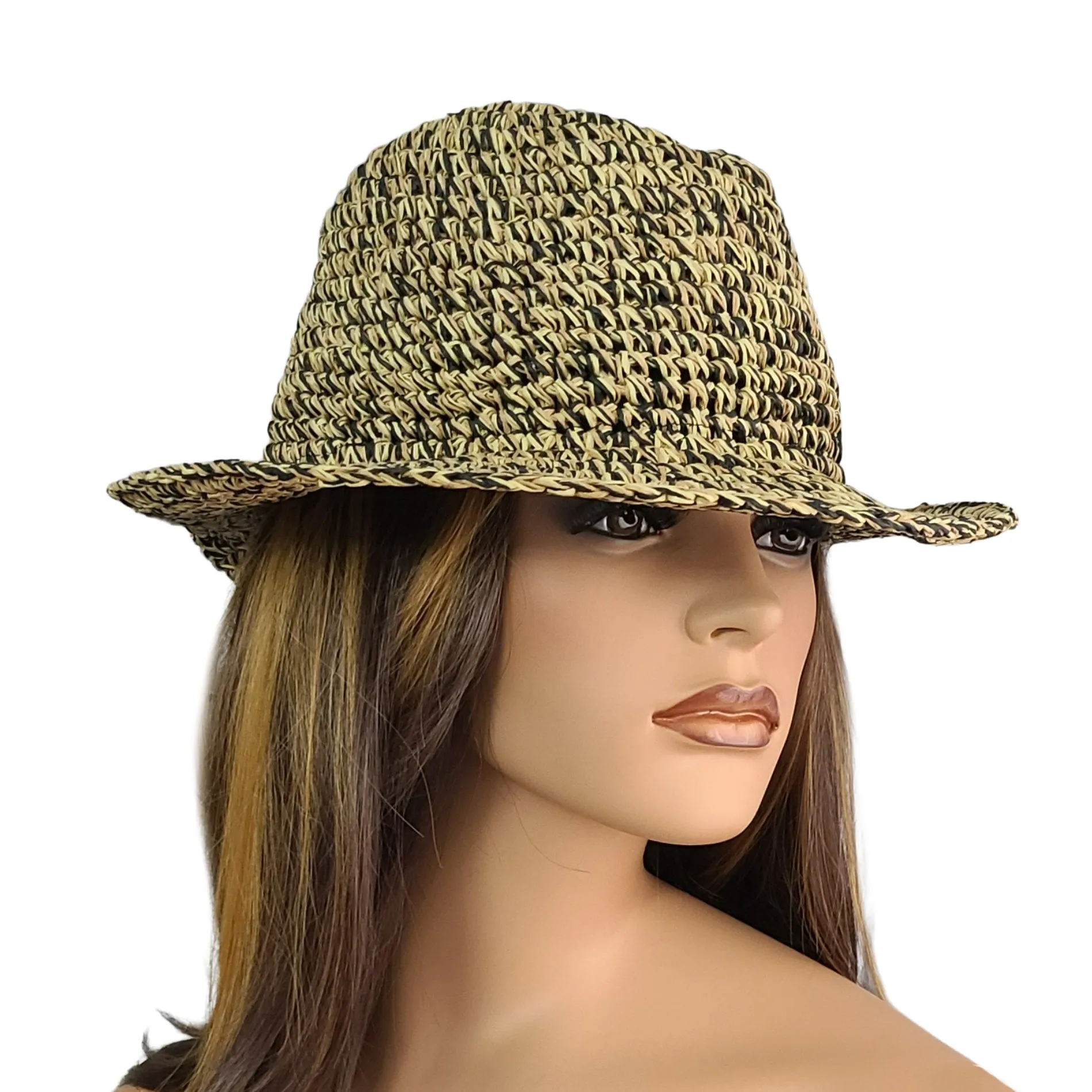 ASOS DESIGN Mixed Woven Straw Fedora Hat