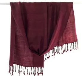 Avani Wild Silk & Wool Shawl in Maroon Red