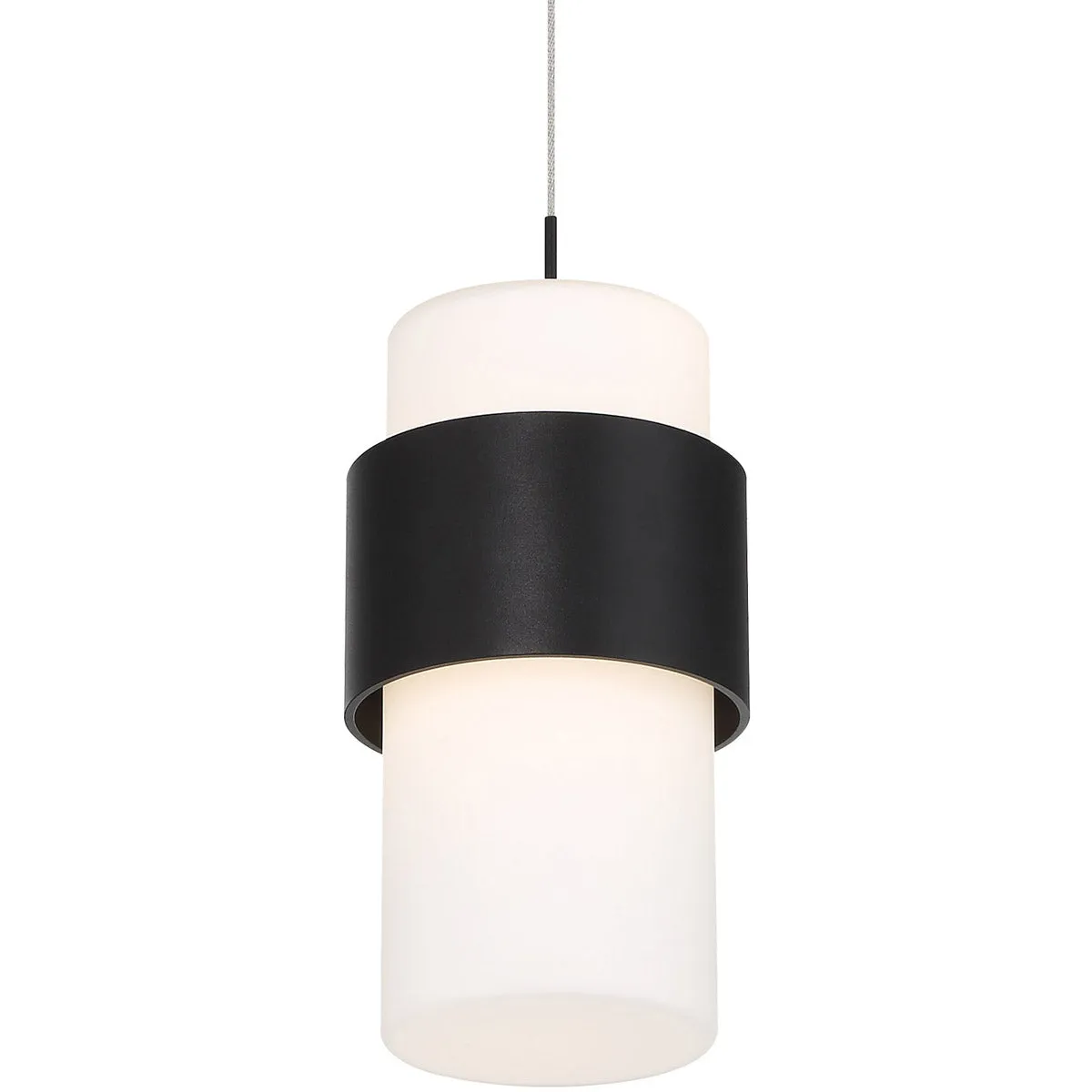 Banded 5 in. LED Pendant Light Black Finish