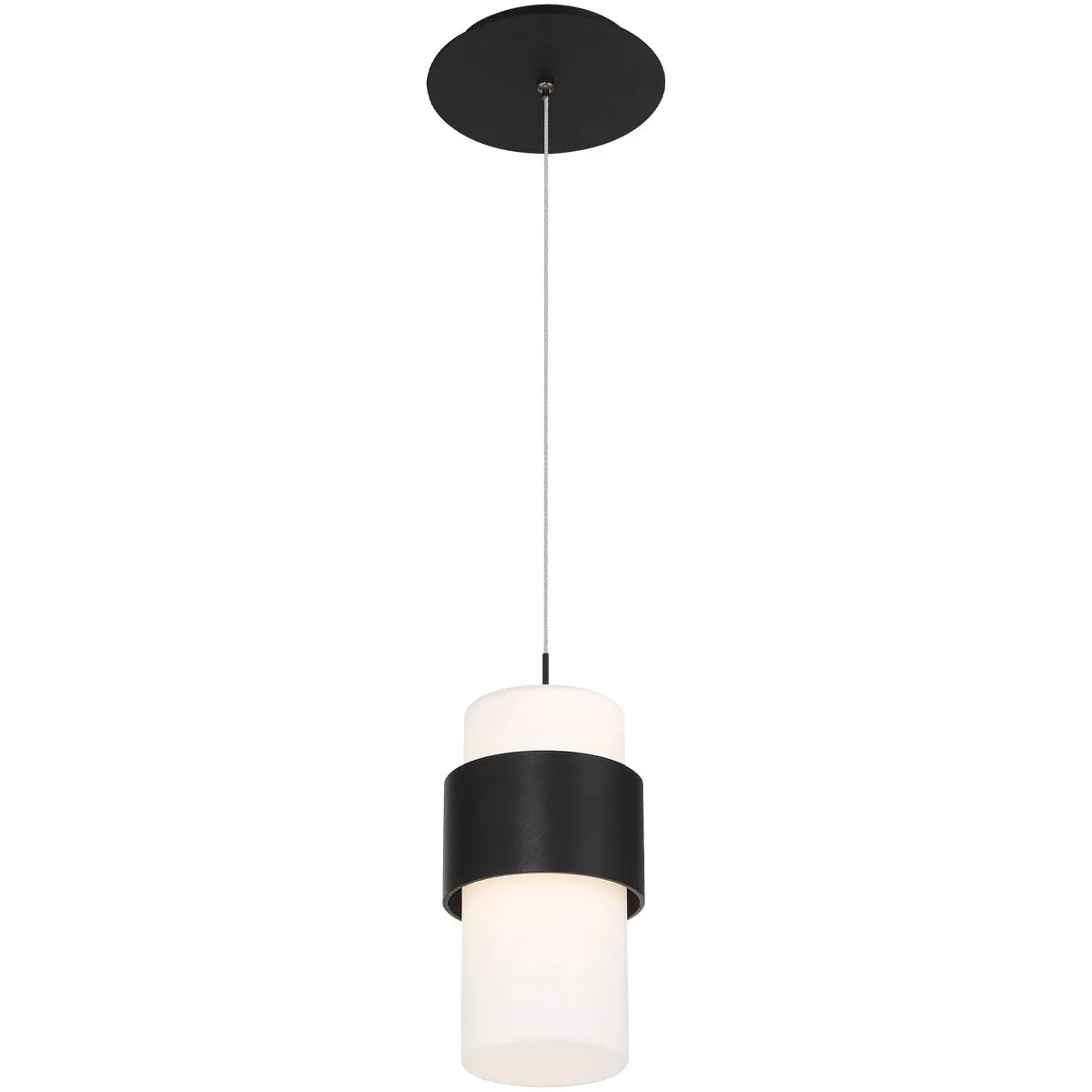 Banded 5 in. LED Pendant Light Black Finish