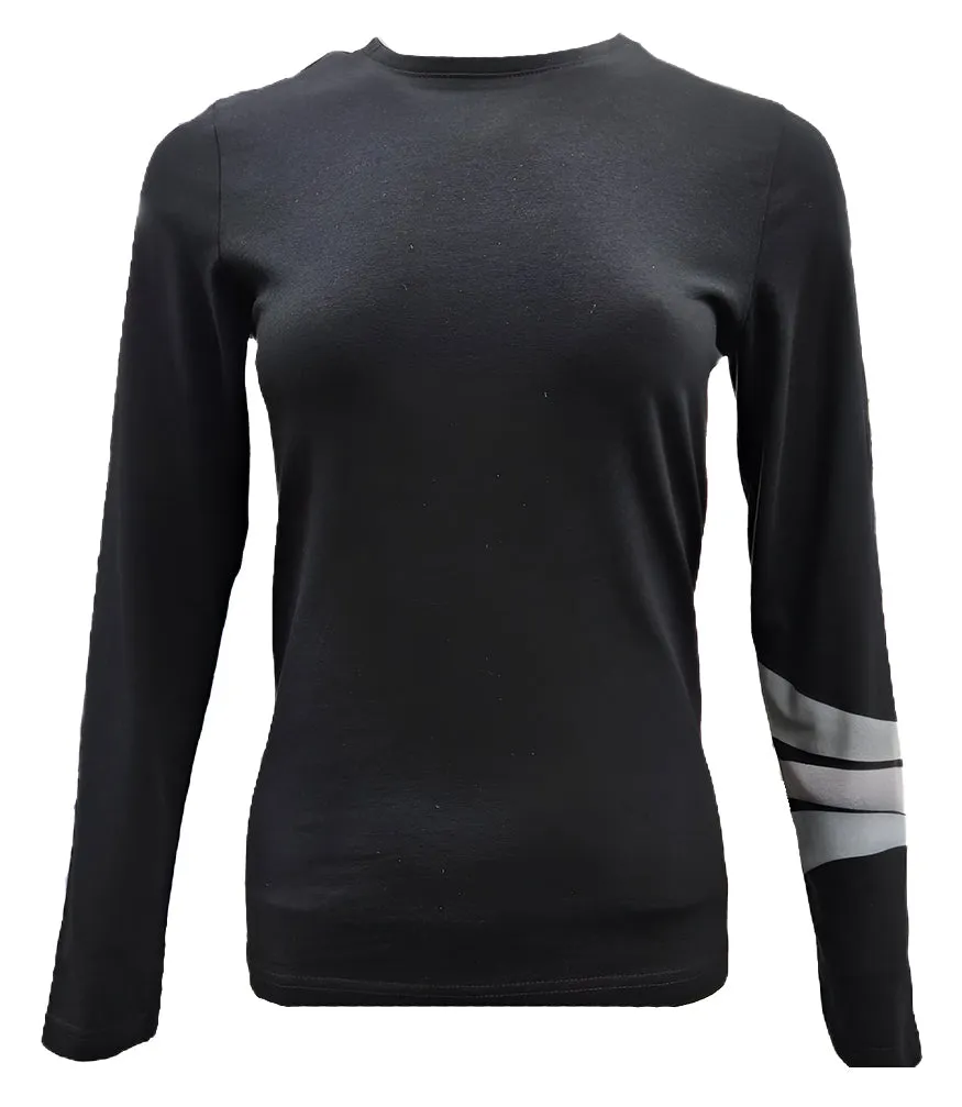 Black 3 Stripe Long Sleeve T-shirt