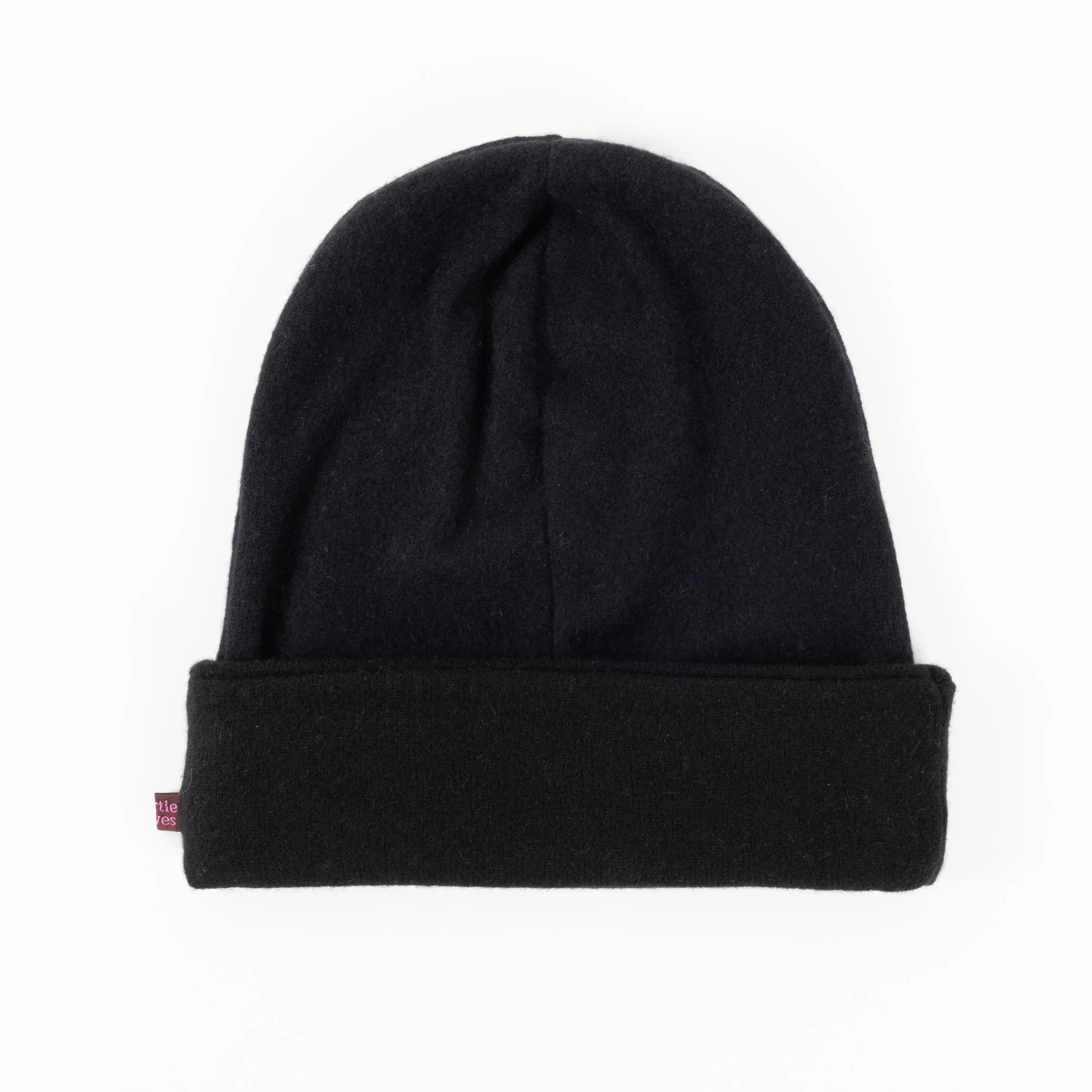 Black Cashmere Slouched Beanie