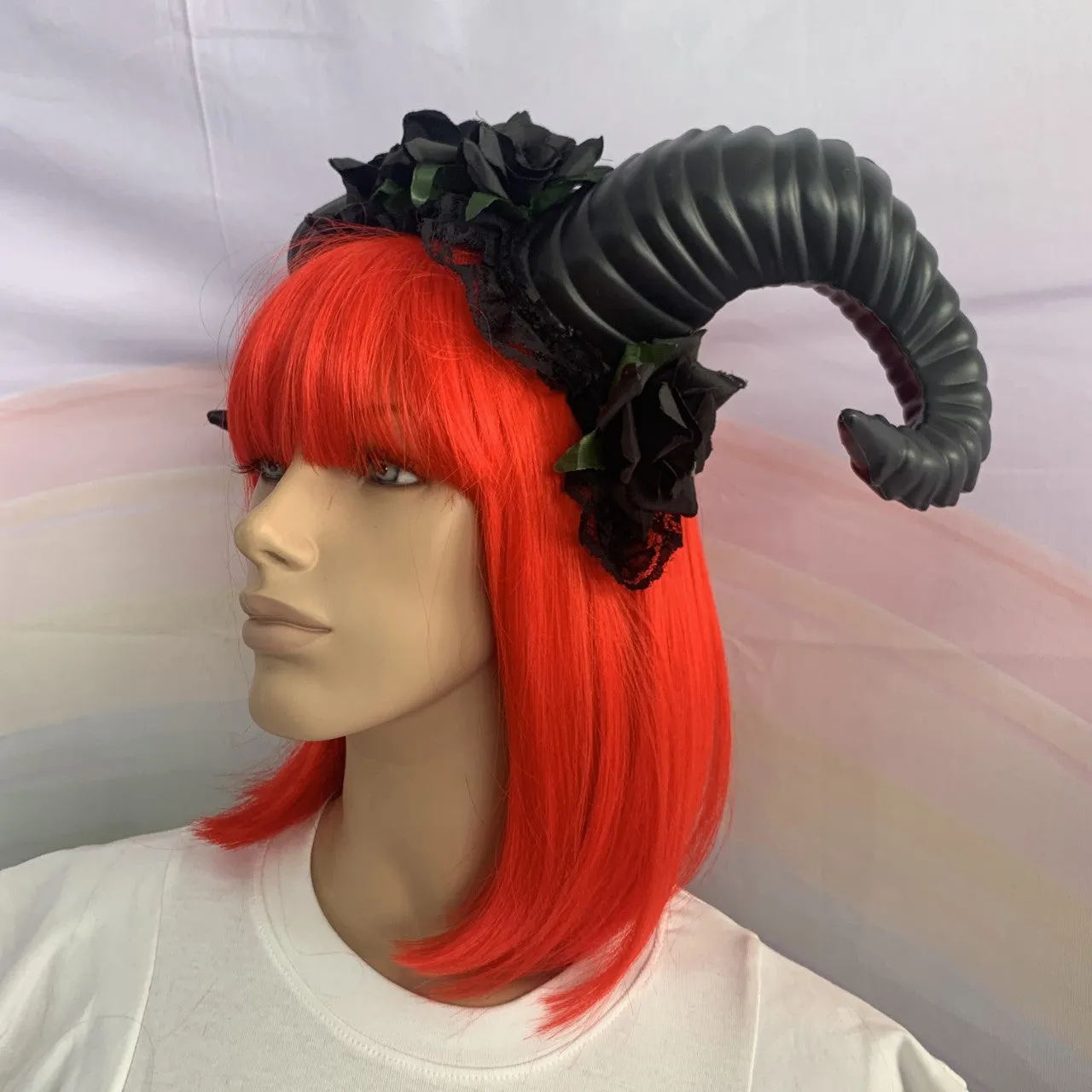 Black Demon Ram Horns