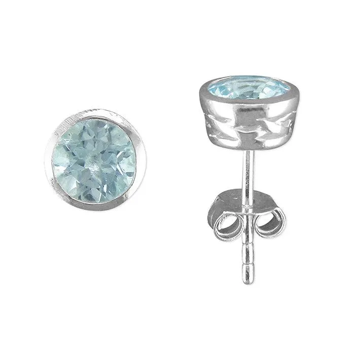 Blue Topaz Stud Earrings