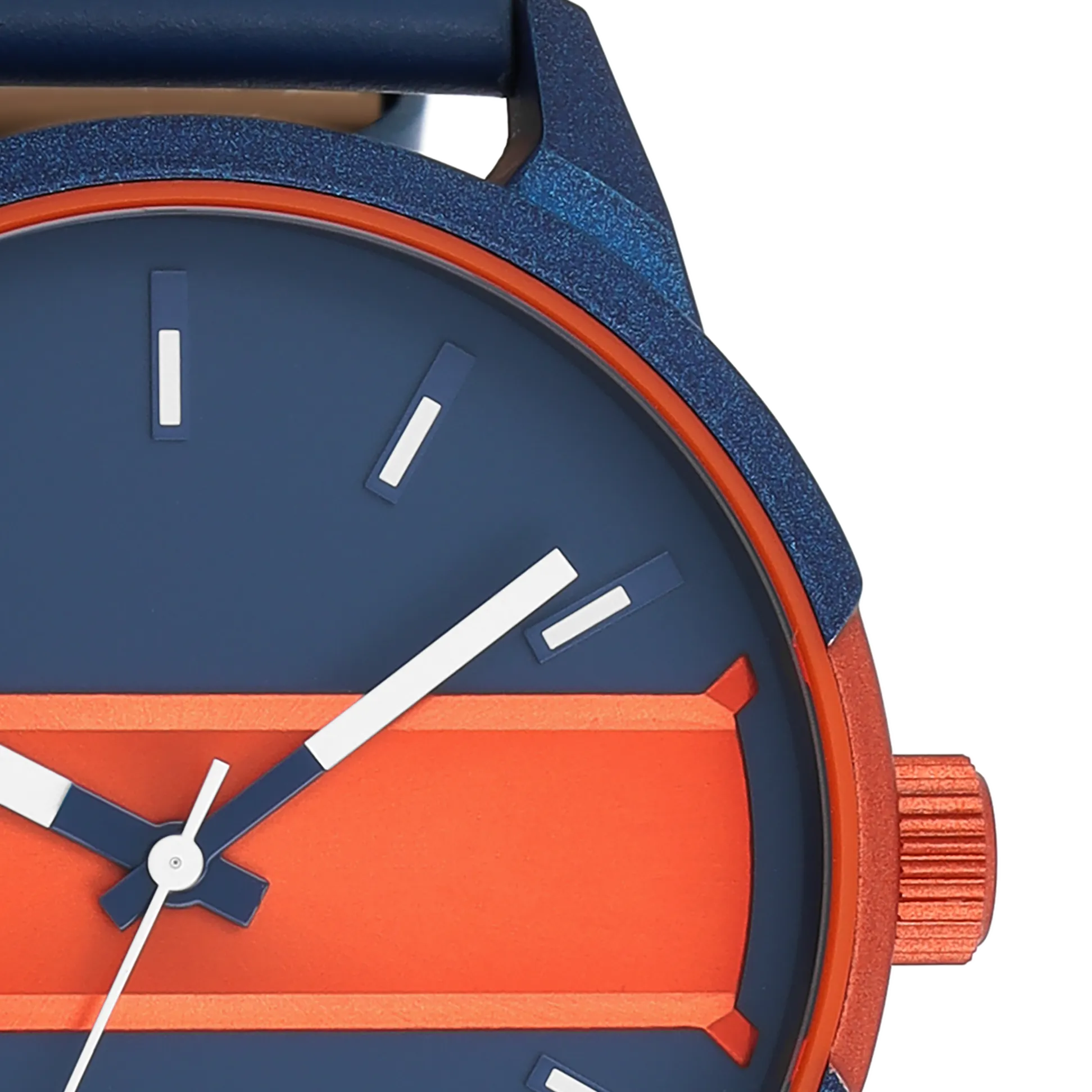 Blue/fluo orange OOZOO watch with blue leather strap - C11232