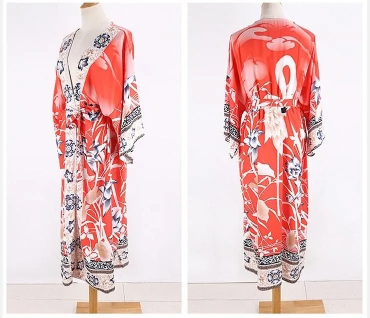 Bohemian Peacock Print Kimono