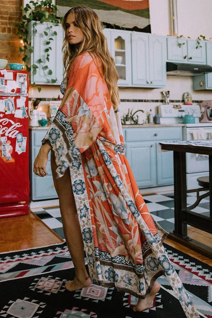 Bohemian Peacock Print Kimono